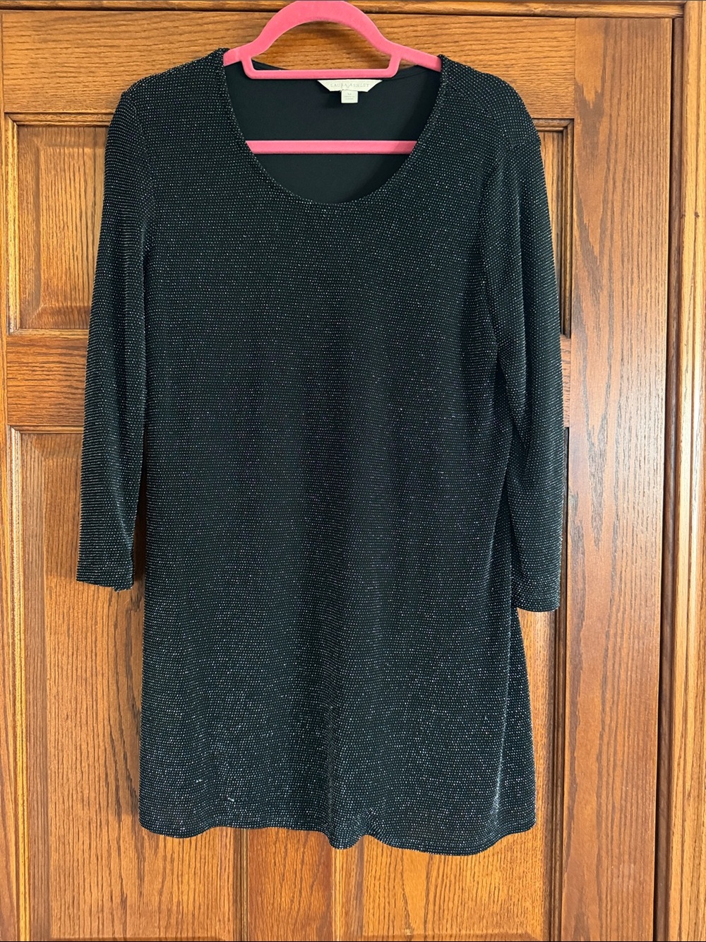 Laura Ashley Black Metallic Long-Sleeve Shift tunic size M